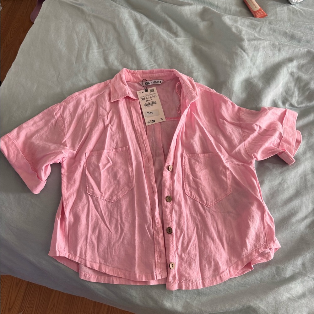 Zara Light Pink Button-Down Shirt